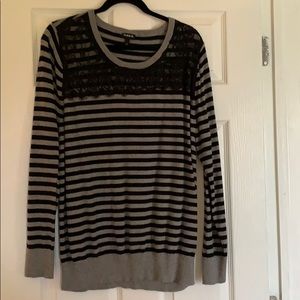 Striped Sweater with Lace